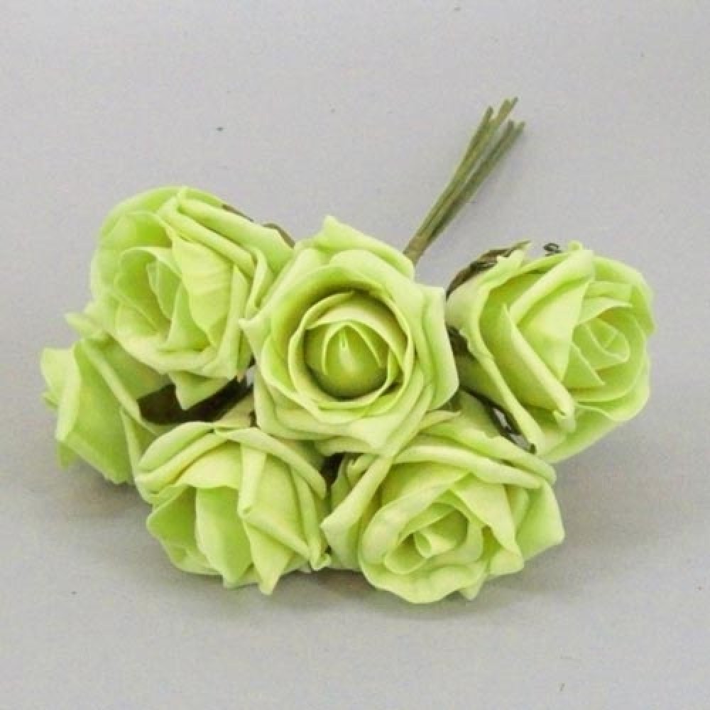 Colourfast Cottage Foam Roses Bundle Lime Green 6 Pack 24cm